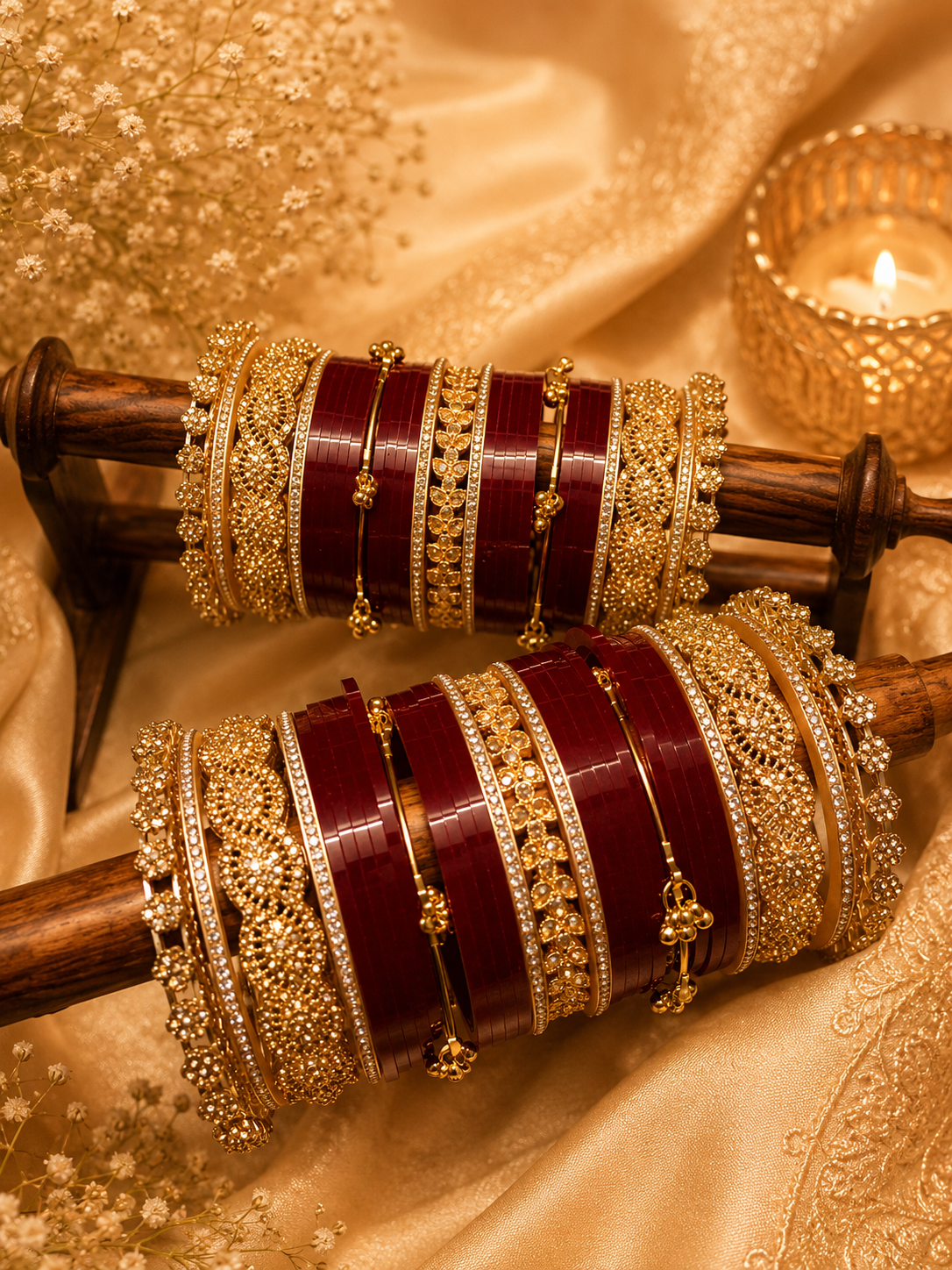 AD Bridal Chooda Set with Kashmiri Ghungroo Bangles