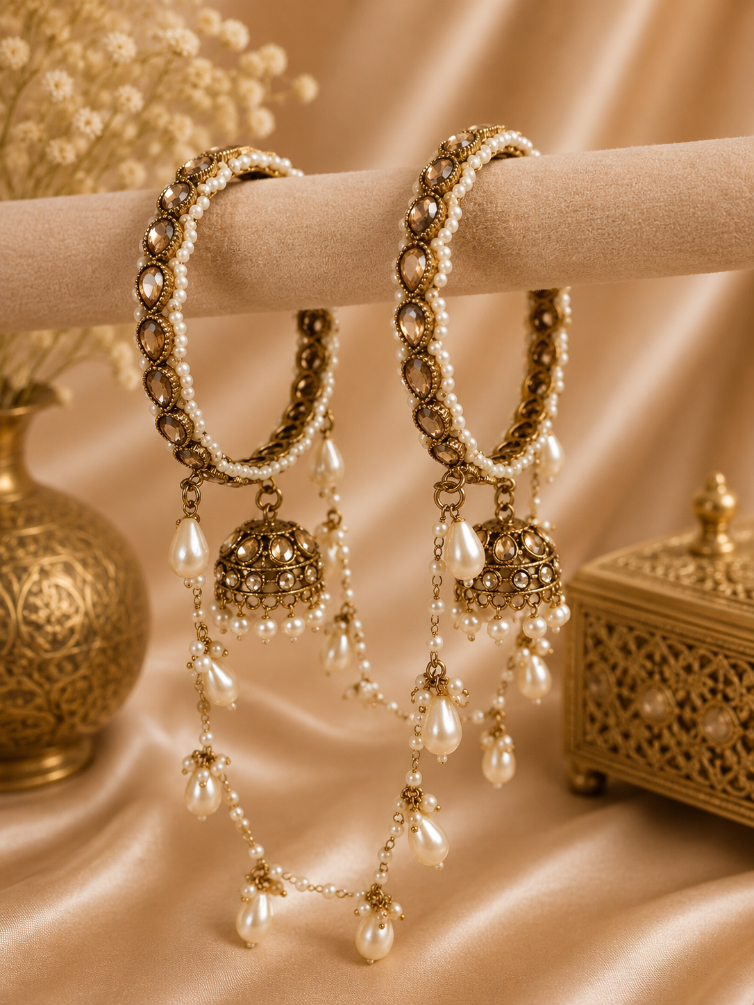 Ruhani Reverse AD Jhula Kangan with pearl detailing | Bridal Collection