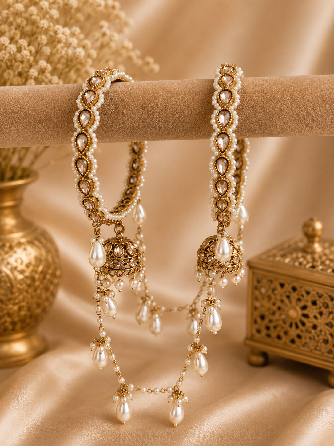 Ruhani Reverse AD Jhula Kangan with pearl detailing | Bridal Collection