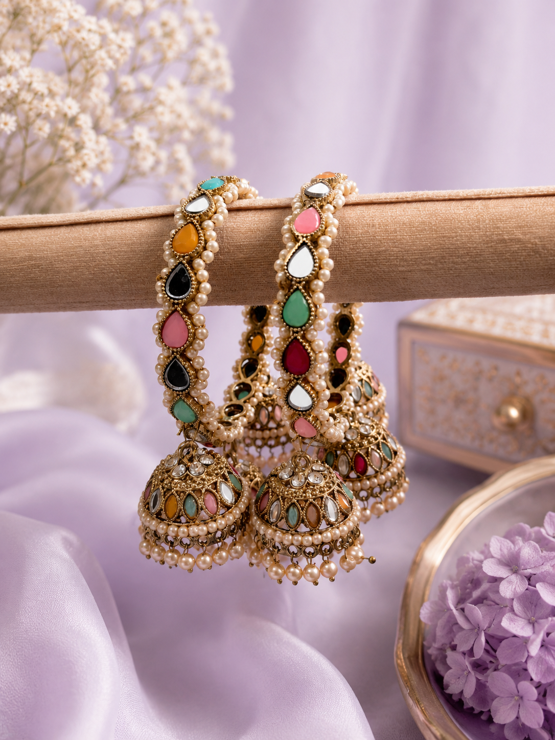 Shanaya Multi color Reverse AD Jhumki Kangan | Designer Collection