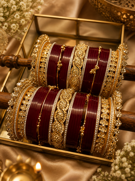 Kashmiri Ghungroo AD Pacheli Chooda | Luxury Bridal Collection
