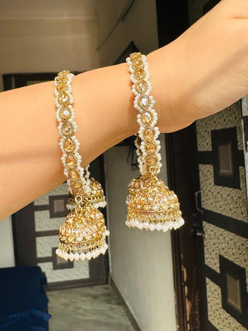 Pakistani Polki Triple Jhumka Bangle