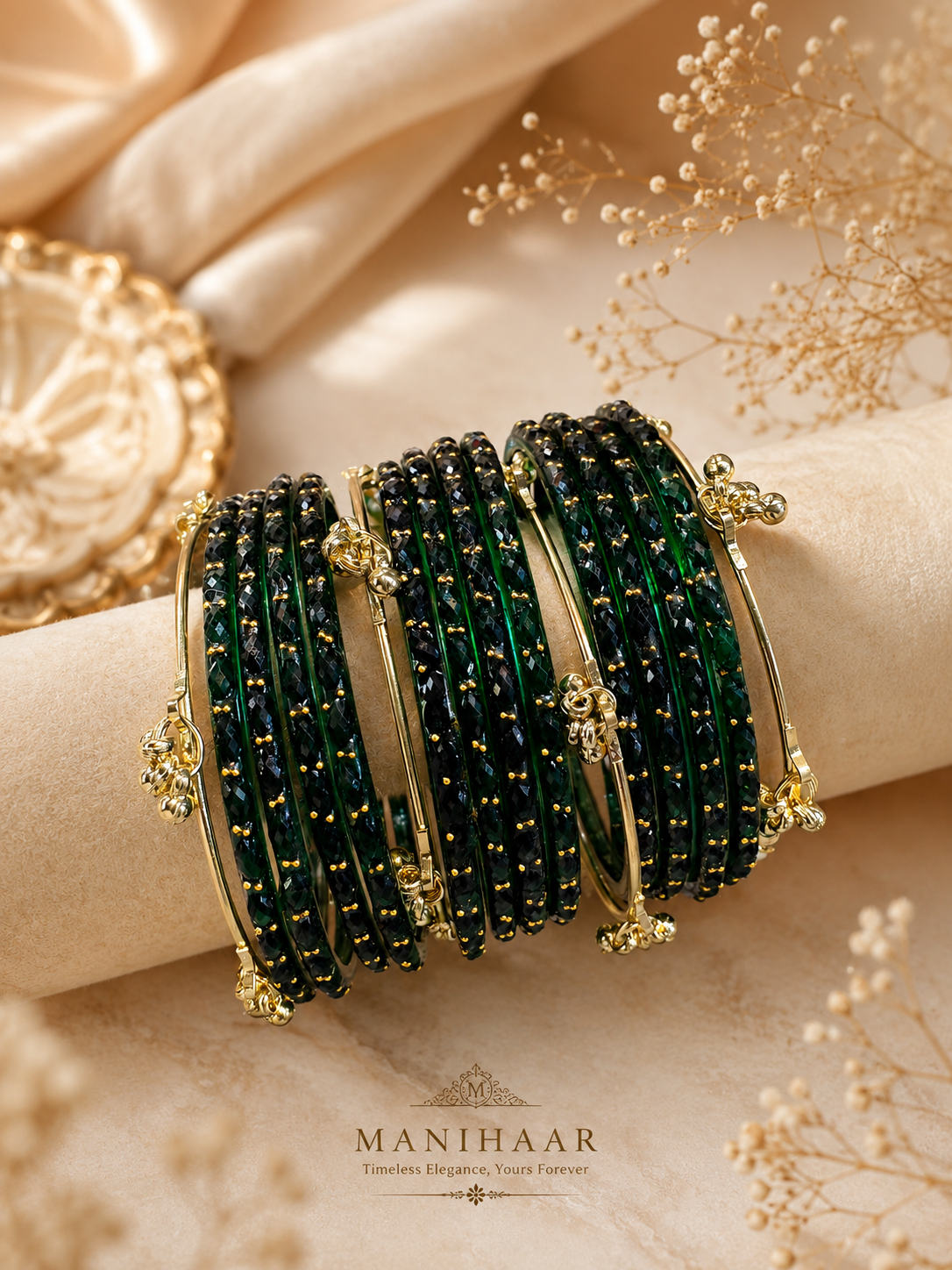 Raindrop Bridal Bangles | Kashmiri Ghungroo Collection (single hand)