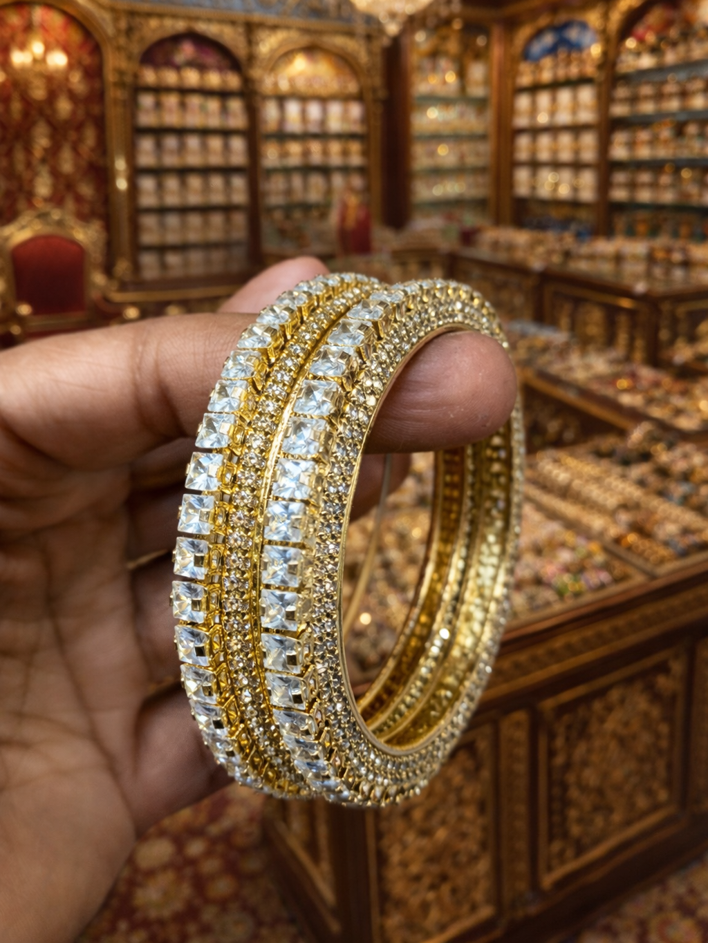 American diamond golden bangles