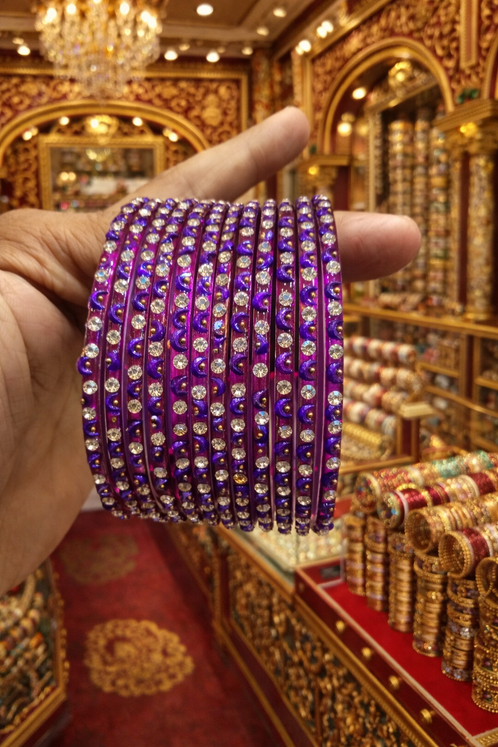 Zircon stone bangles moon design (set of 12)