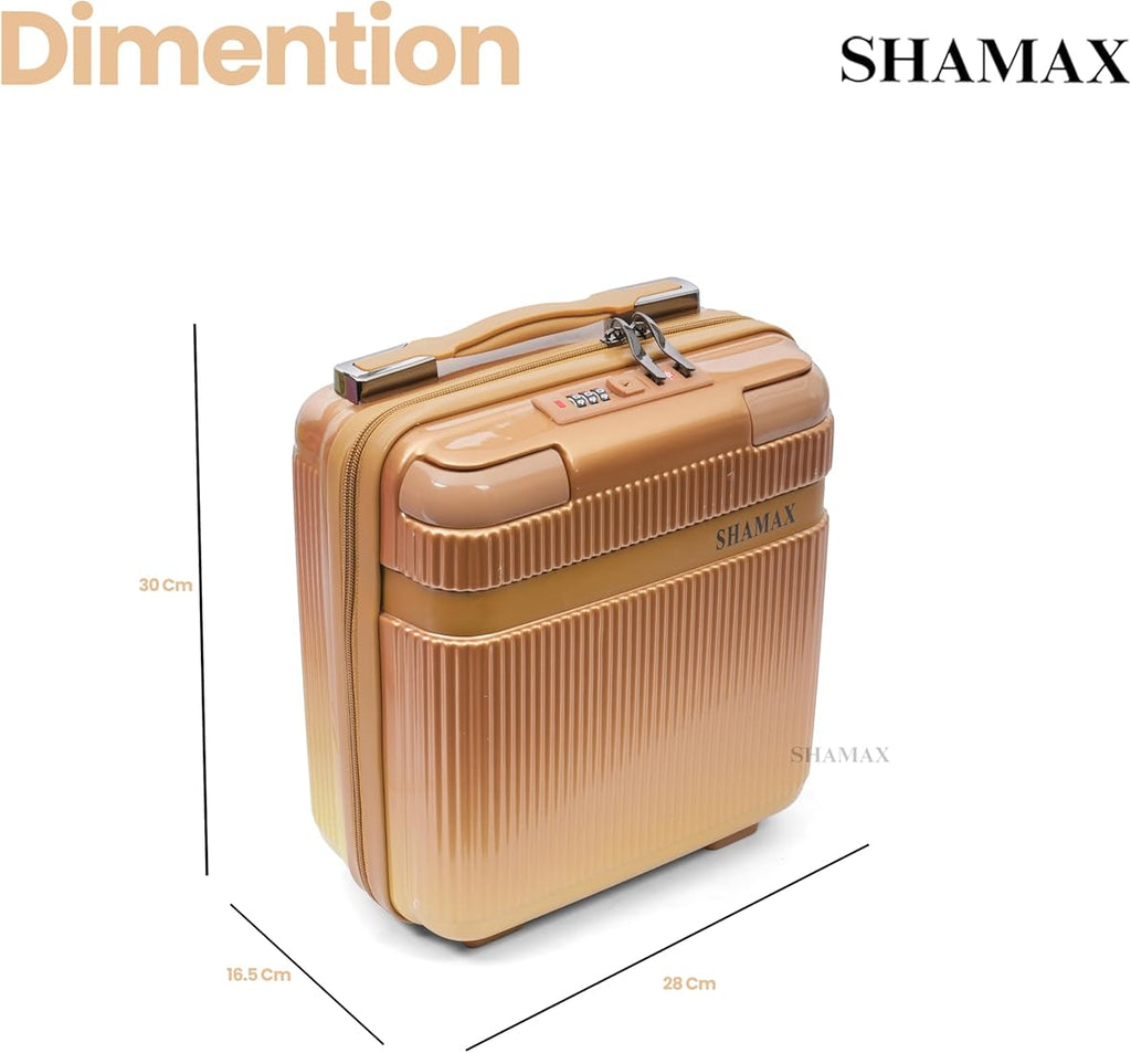 SHAMAX Hard Shell Vanity Box for Women | Travel Makeup Organizer Case with TSA Lock, Spacious Storage & Durable Glossy Finish | Cosmetic & Jewellery Storage Bag (28×16.5×30cm)