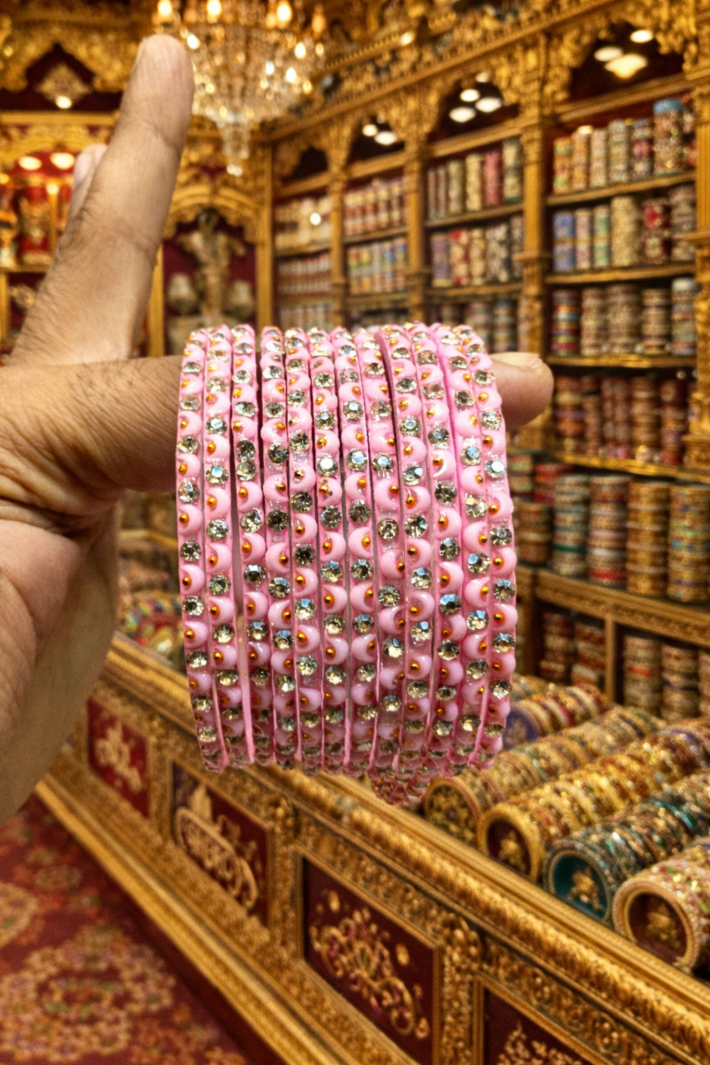 Zircon stone bangles moon design (set of 12)