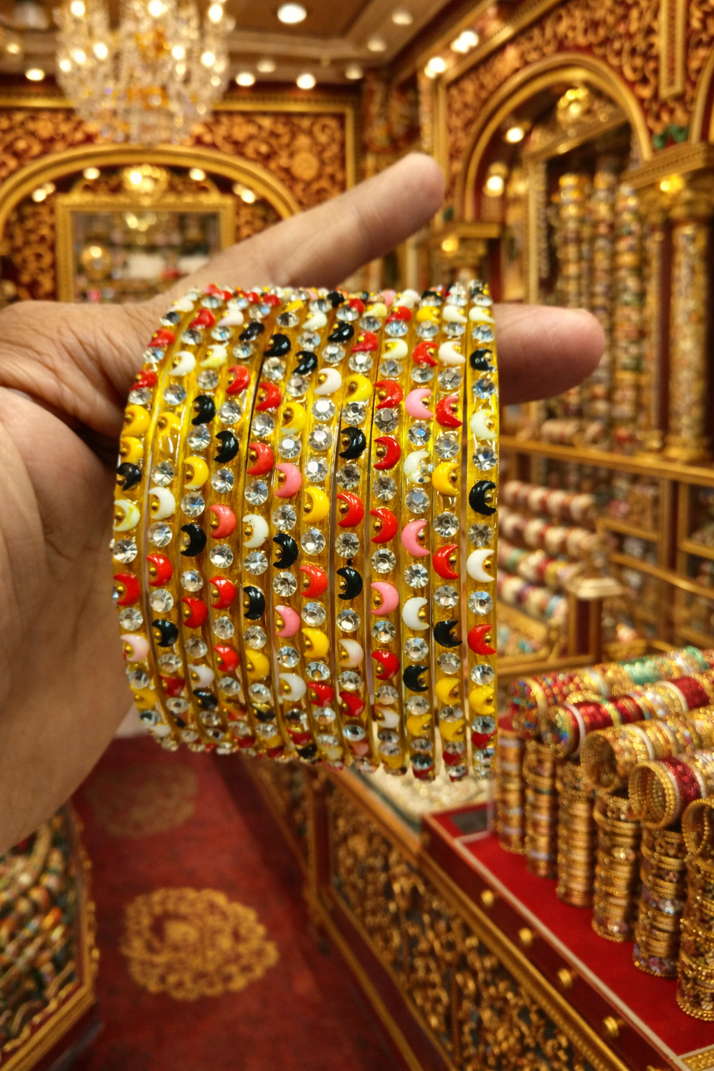 Zircon stone bangles moon design (set of 12)