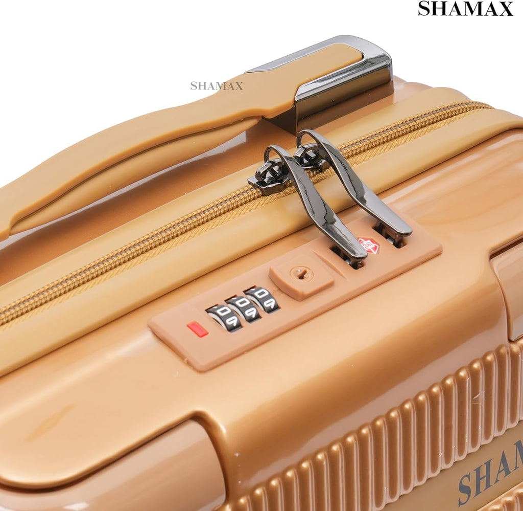 SHAMAX Hard Shell Vanity Box for Women | Travel Makeup Organizer Case with TSA Lock, Spacious Storage & Durable Glossy Finish | Cosmetic & Jewellery Storage Bag (28×16.5×30cm)