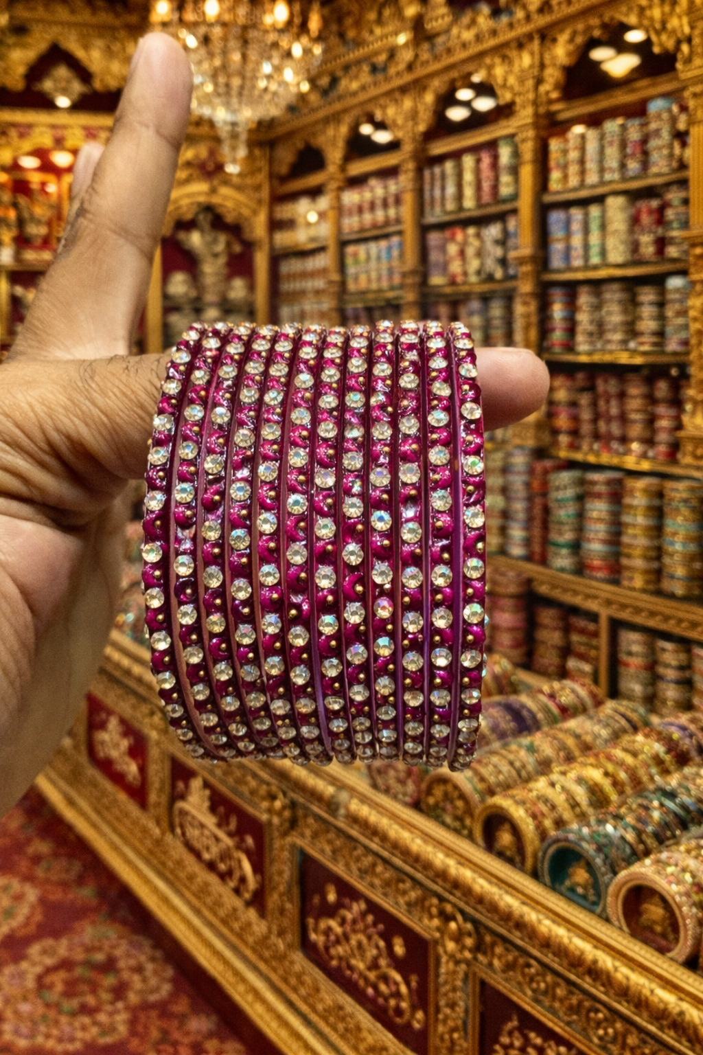 Zircon stone bangles moon design (set of 12)