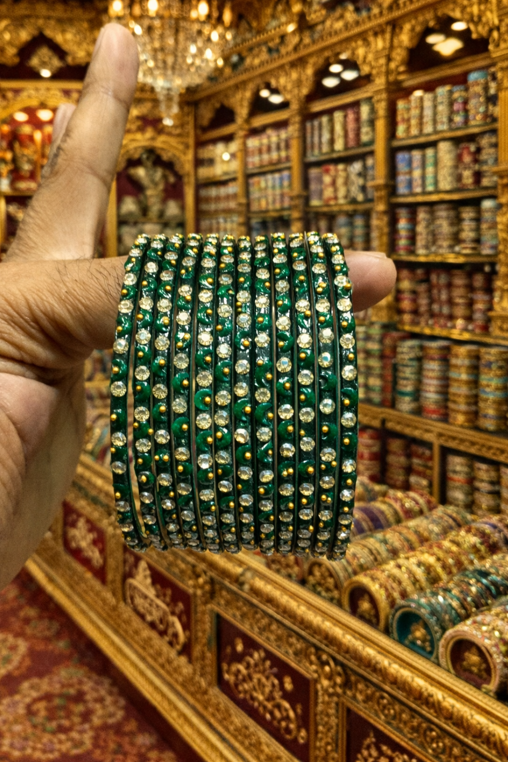 Zircon stone bangles moon design (set of 12)