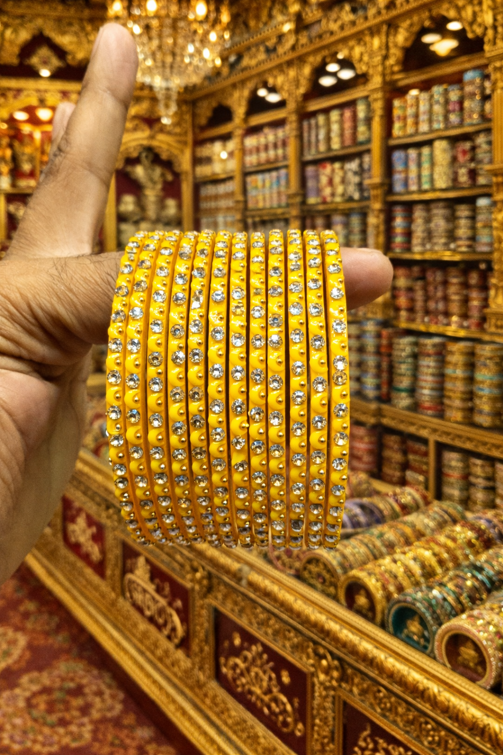 Zircon stone bangles moon design (set of 12)