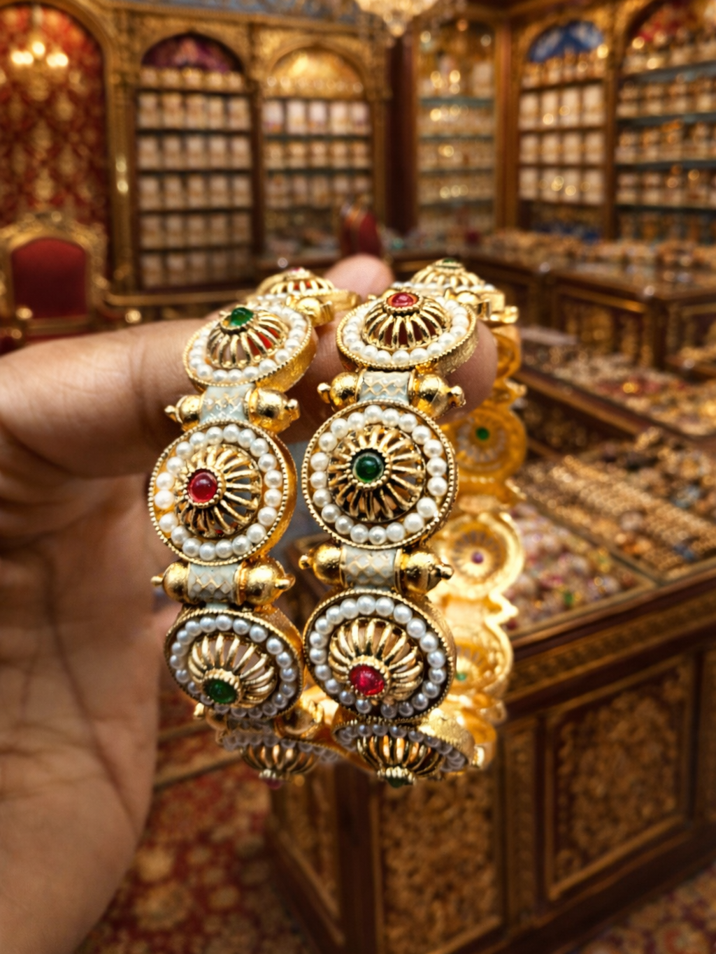 Rajwadi meenakari pearl kade