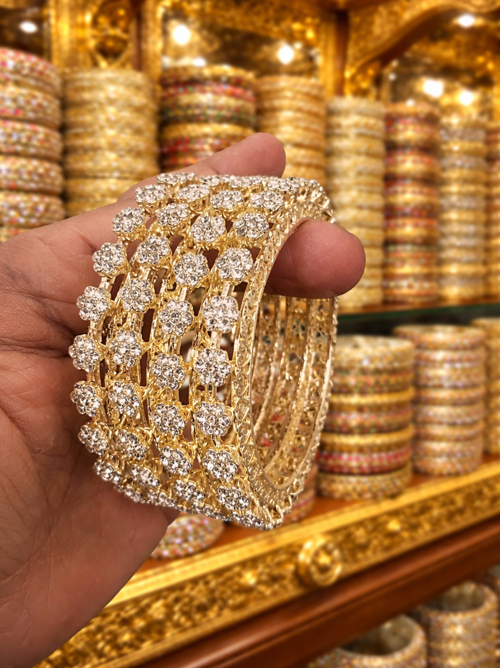 Viral stone golden bangles
