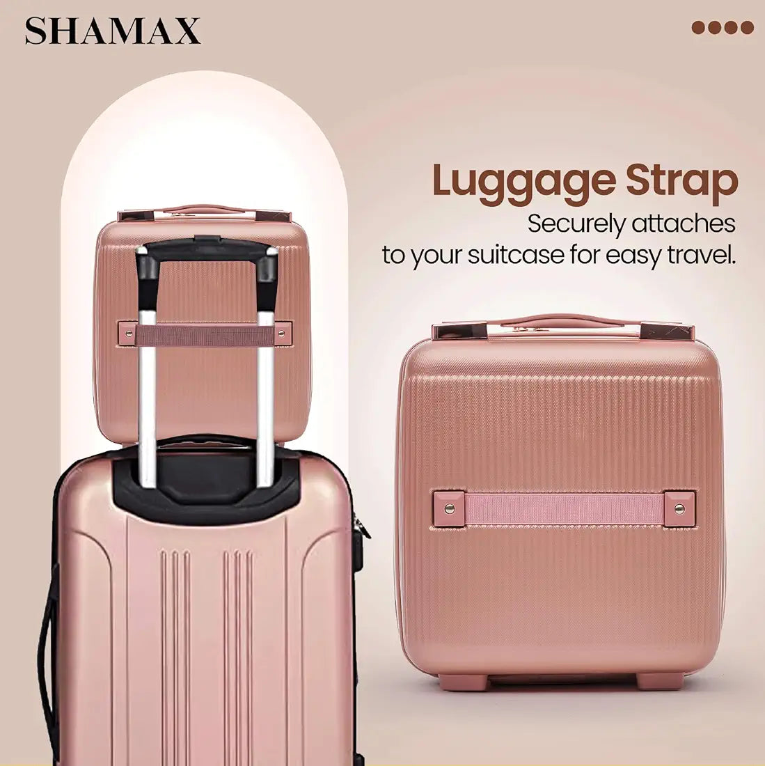 SHAMAX Vanity Box Organiser Case (Waterproof) ABS (Travel-Friendly) Stylish Cosmetic Storage Box for Jewellery, Skincare & Beauty Storage (Rose Gold)