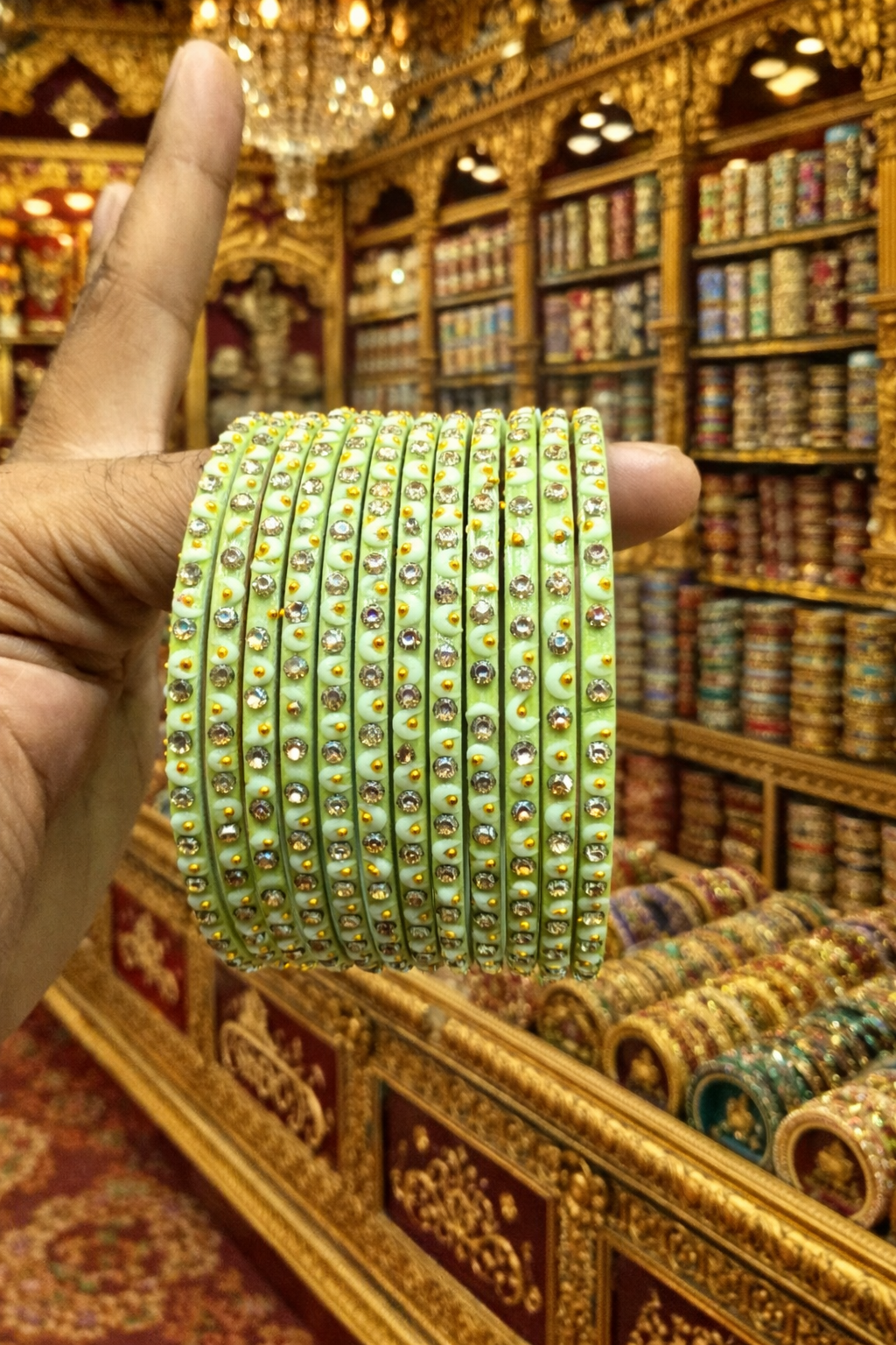 Zircon stone bangles moon design (set of 12)