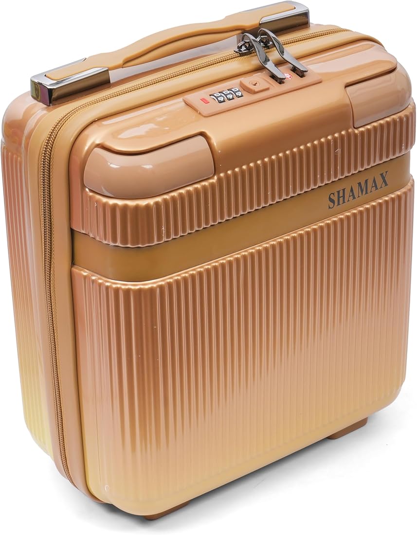 SHAMAX Hard Shell Vanity Box for Women | Travel Makeup Organizer Case with TSA Lock, Spacious Storage & Durable Glossy Finish | Cosmetic & Jewellery Storage Bag (28×16.5×30cm)