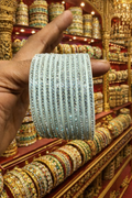 Silver stone plastic bangles (set of 12)