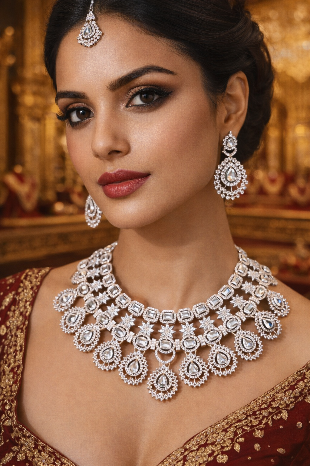 Premium designer AD choker necklace set