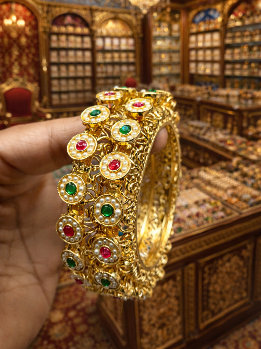 Rajasthani meenakari pearl pacheli