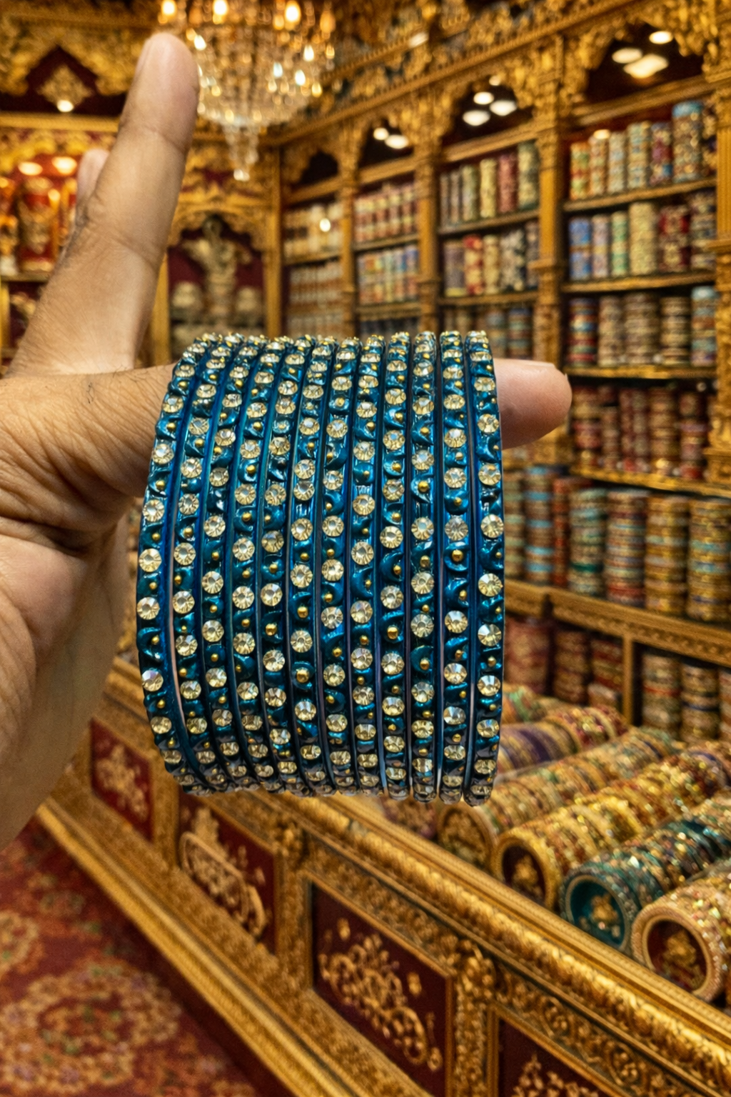 Zircon stone bangles moon design (set of 12)