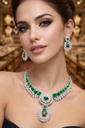 Emerald Green American diamond necklace set