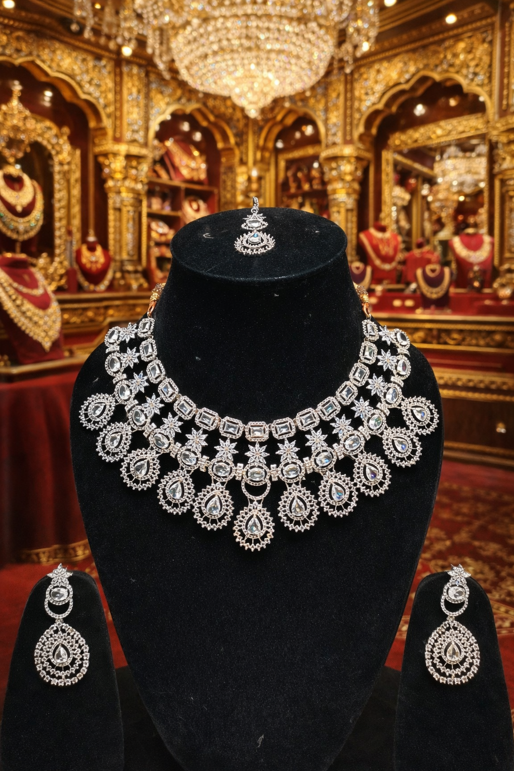 Premium designer AD choker necklace set