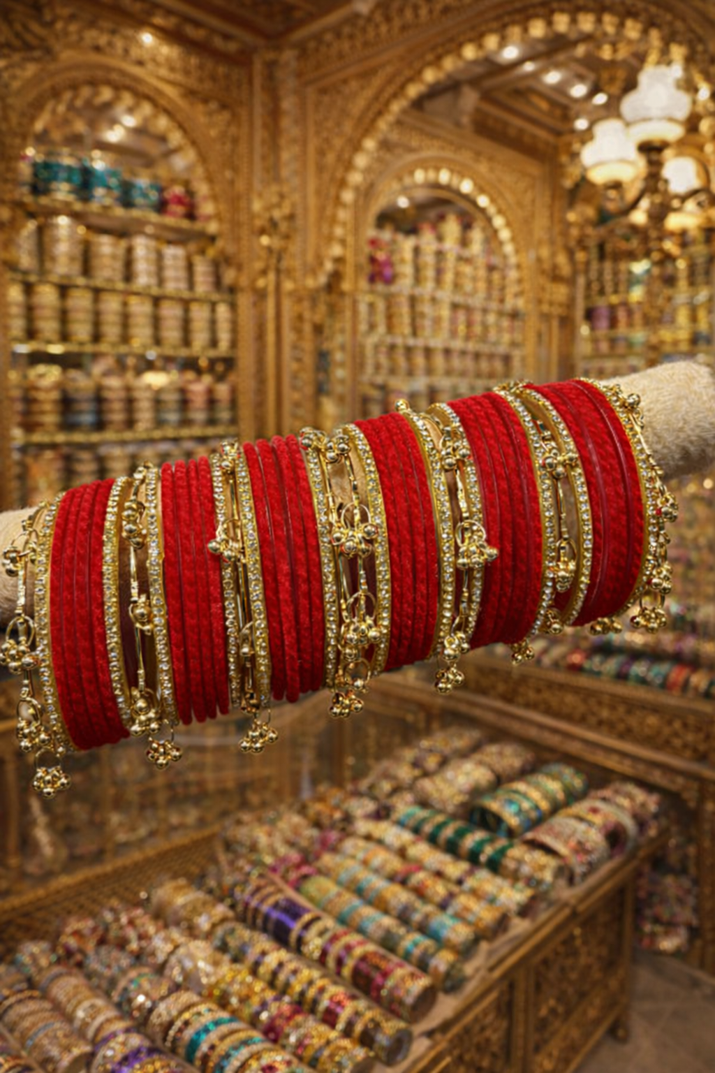 Antique Style Ghungroo Glass Bangles for Festive Look