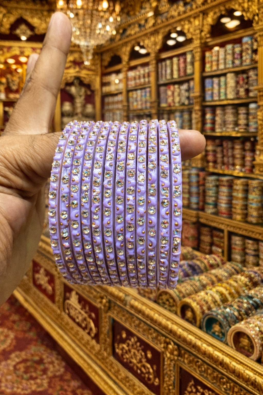 Zircon stone bangles moon design (set of 12)