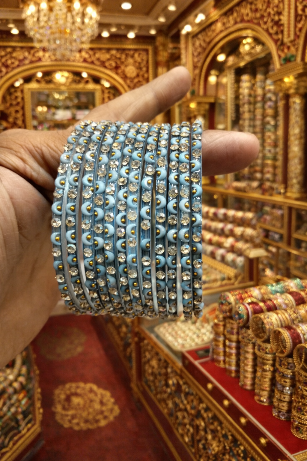 Zircon stone bangles moon design (set of 12)