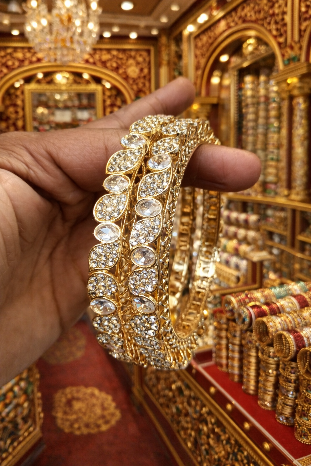 Gold plated kundan bangles