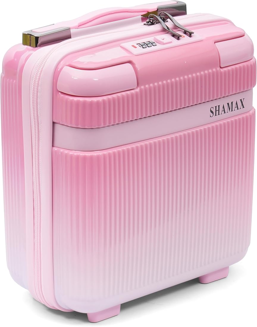 SHAMAX Hard Shell Vanity Box for Women | Makeup & Jewellery Organizer with TSA Lock | Travel Cosmetic Case with Spacious Storage & Durable Body (28×16.5×30 cm) Pink