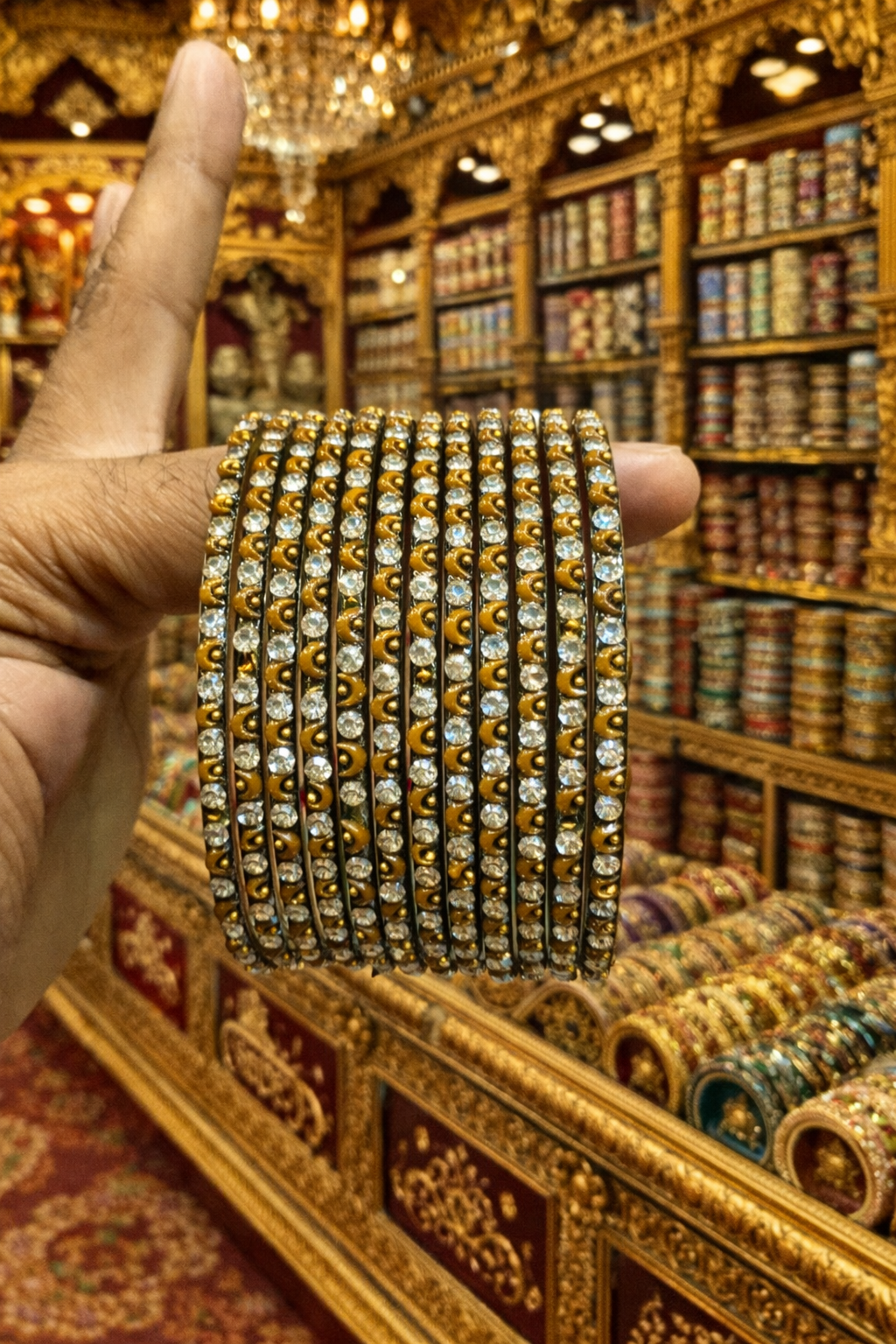 Zircon stone bangles moon design (set of 12)