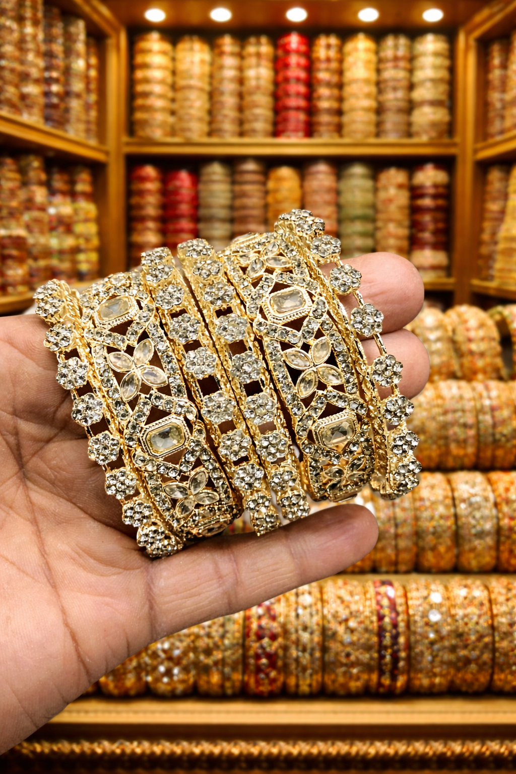 Golden metal bangles set