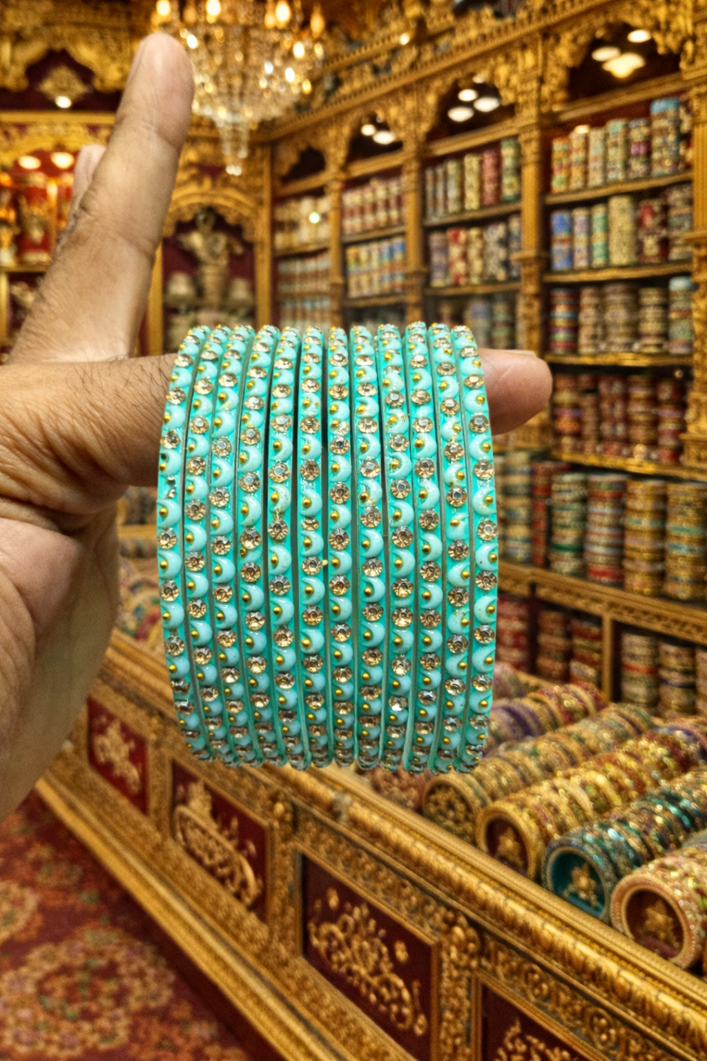 Zircon stone bangles moon design (set of 12)