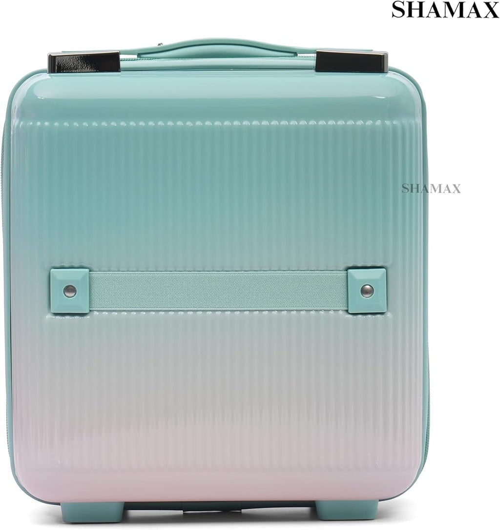 SHAMAX Hard Shell Vanity Box for Women | Makeup Organizer Case with TSA Lock, Spacious Storage & Travel-Friendly, Wedding Gift | Cosmetic & Jewellery Storage Box (28×16.5×30cm) Mint Green
