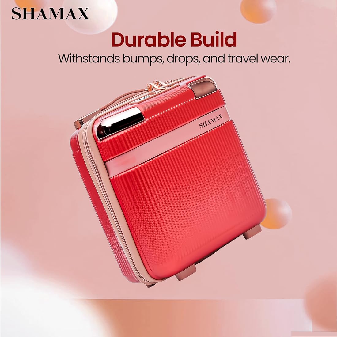 Shamax Vanity Box Organiser Case (Waterproof) ABS (Travel-Friendly) Stylish Cosmetic Storage Box for Jewellery, Skincare & Beauty Storage (Red)