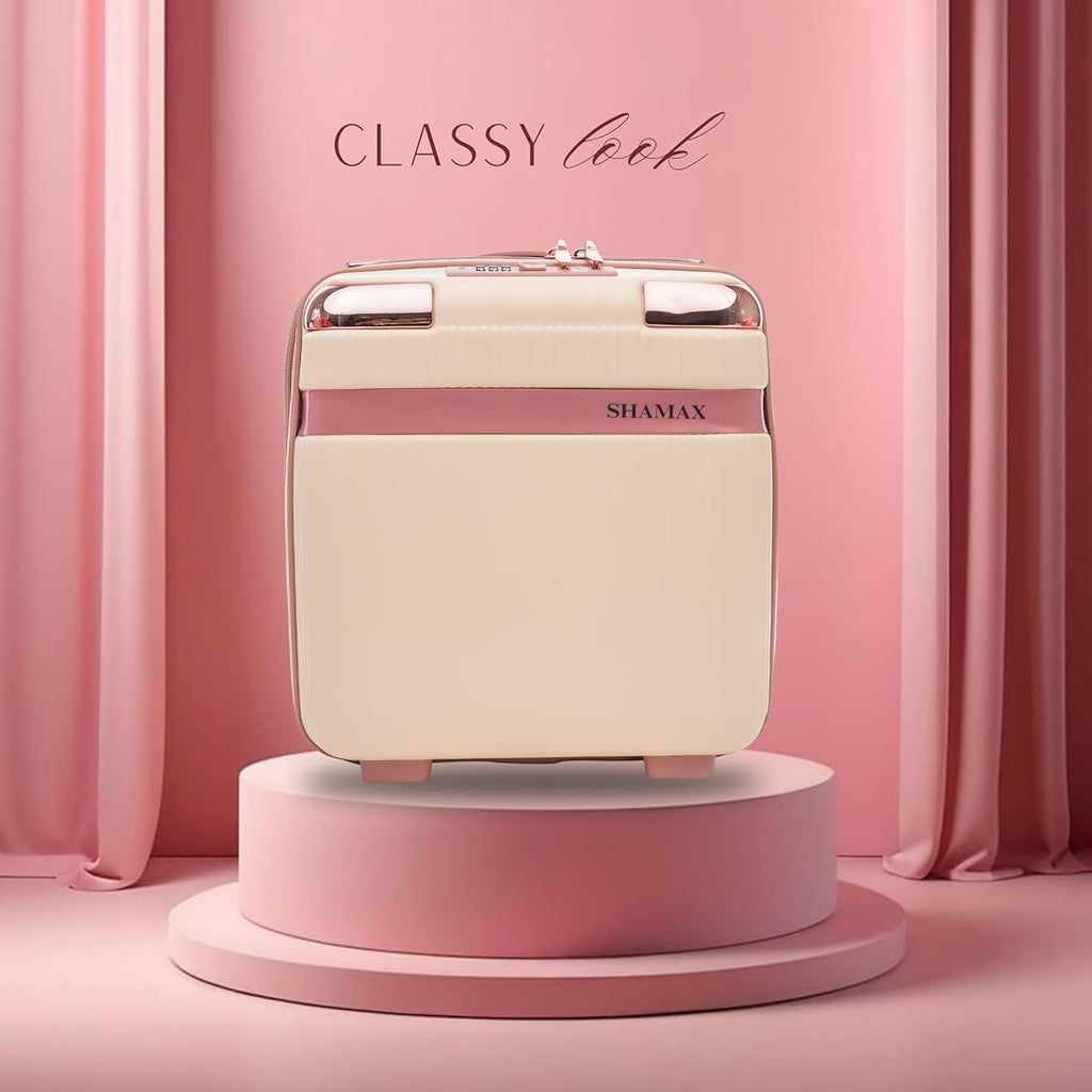 Shamax Vanity Box Organiser Case (Waterproof) ABS (Travel-Friendly) Stylish Cosmetic Storage Box for Jewellery, Skincare & Beauty Storage (Beige)