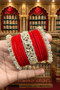 Red Metal Bangles Set for Women | Bridal & Festive Wear